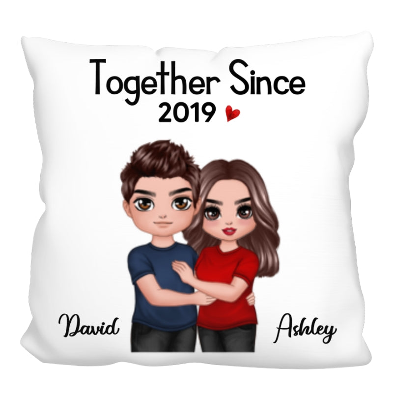Embracing Doll Couple Standing Gift For Him For Her Personalized Pillow (Insert Included)