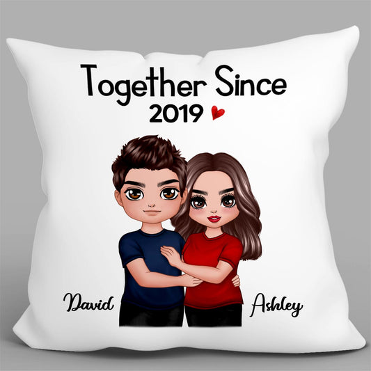 Embracing Doll Couple Standing Gift For Him For Her Personalized Pillow (Insert Included)