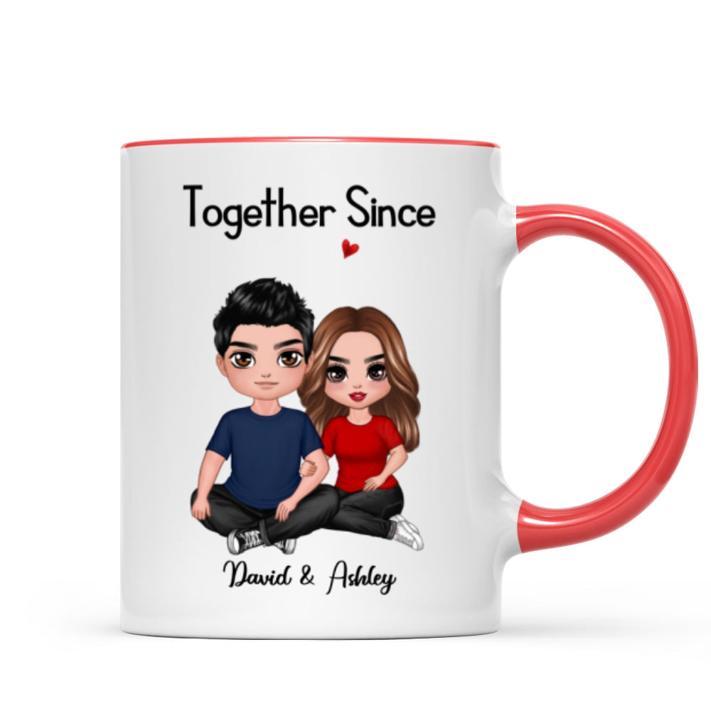 Embracing Doll Couple Sitting Valentine¡®s Anniversary Gift For Him Gift For Her Personalized Mug
