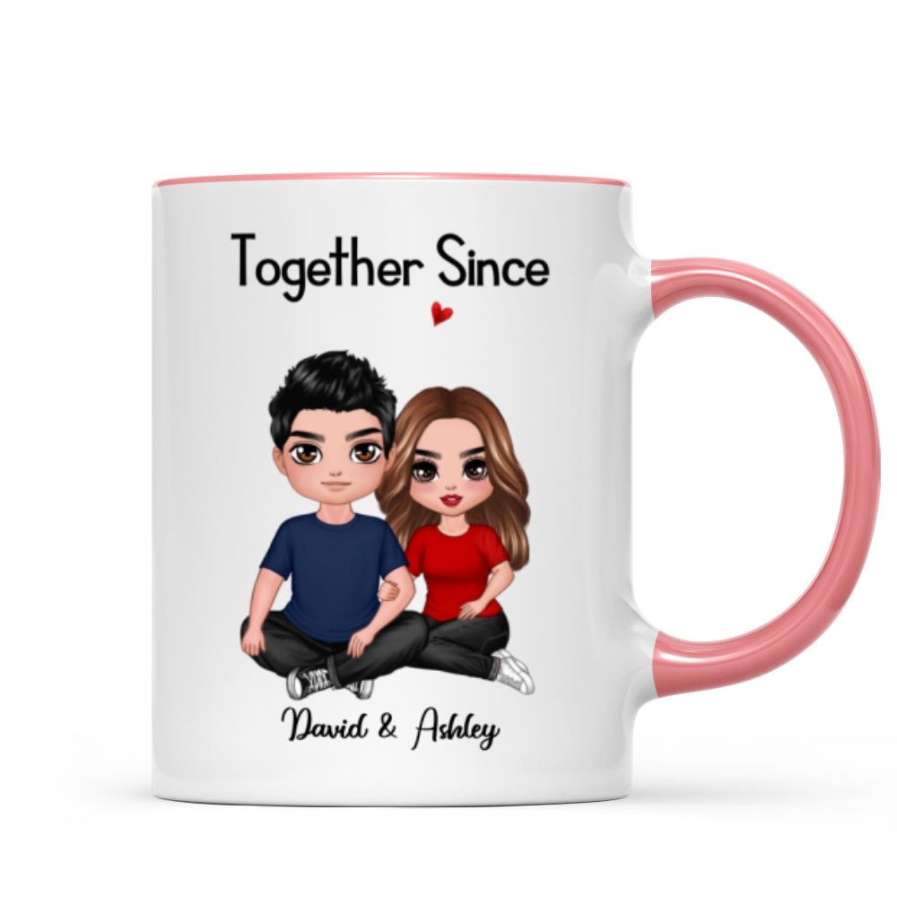Embracing Doll Couple Sitting Valentine¡®s Anniversary Gift For Him Gift For Her Personalized Mug