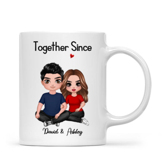 Embracing Doll Couple Sitting Valentine¡®s Anniversary Gift For Him Gift For Her Personalized Mug