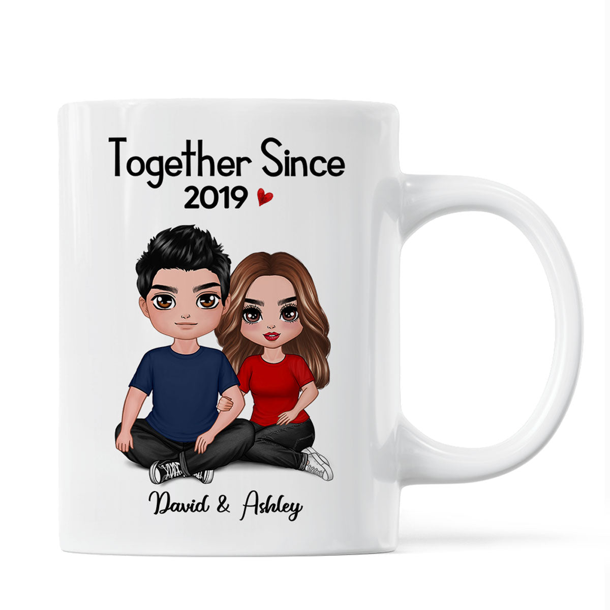 Embracing Doll Couple Sitting Valentine¡®s Anniversary Gift For Him Gift For Her Personalized Mug